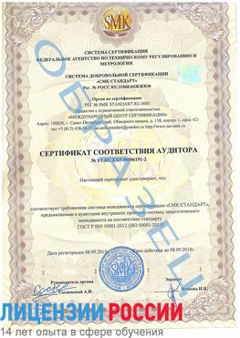 Образец сертификата соответствия аудитора №ST.RU.EXP.00006191-2 Томилино Сертификат ISO 50001